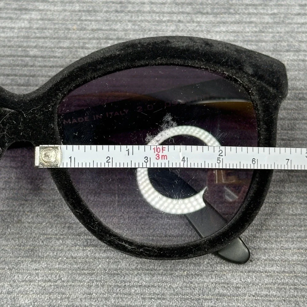 Italia Independent Black Velvet Cat Eye Sunglasses Made in Italy 092V/009 Y2k